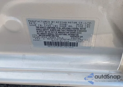 2015 Nissan Versa 1.6 Sv from USA, damaged, VIN 3N1CN7AP9FL957163